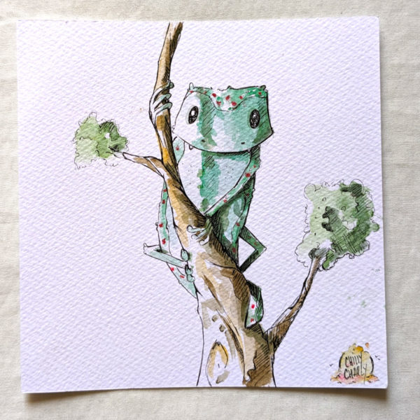 Aquarelle originale de voyage - Chilly Charly (14x14 cm) – Image 4