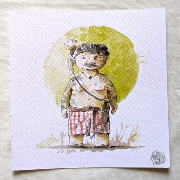 Aquarelle originale de voyage - Chilly Charly (14x14 cm) – Image 3