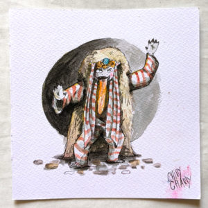 Randga la sorcière - Aquarelle originale de voyage - Chilly Charly (14x14 cm)