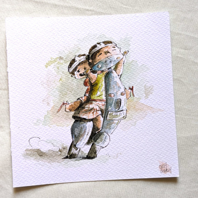Les deux enfants en Scooter