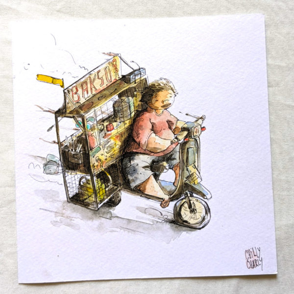 Aquarelle originale de voyage - Chilly Charly (14x14 cm) – Image 2
